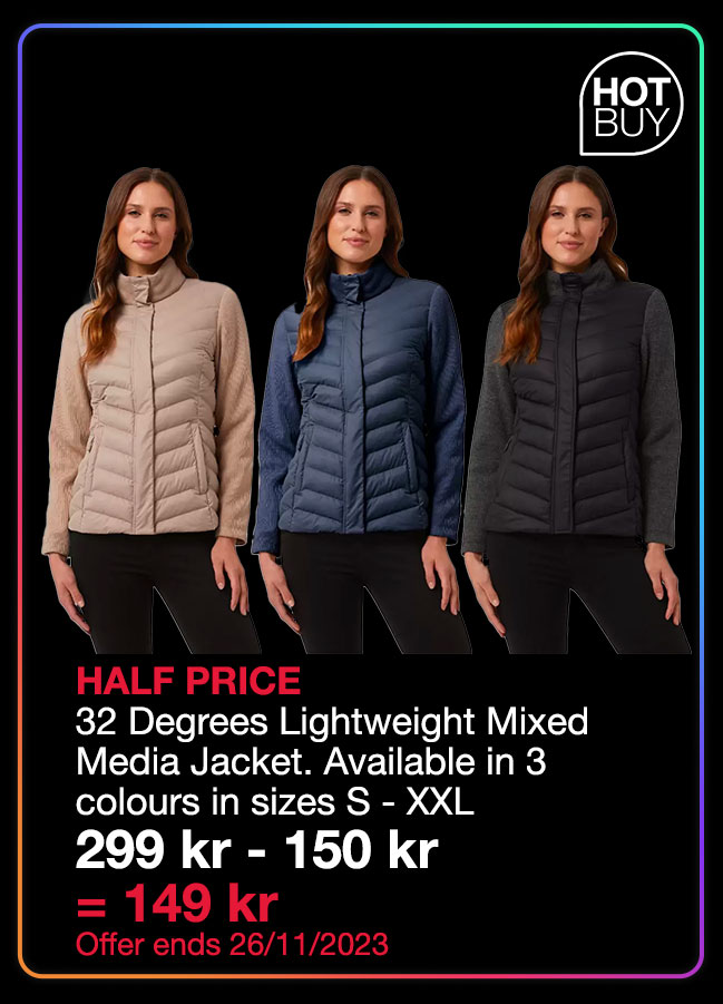 32 Degrees Ladies Lightweight Jacket in 3 Colours and 5 Sizes